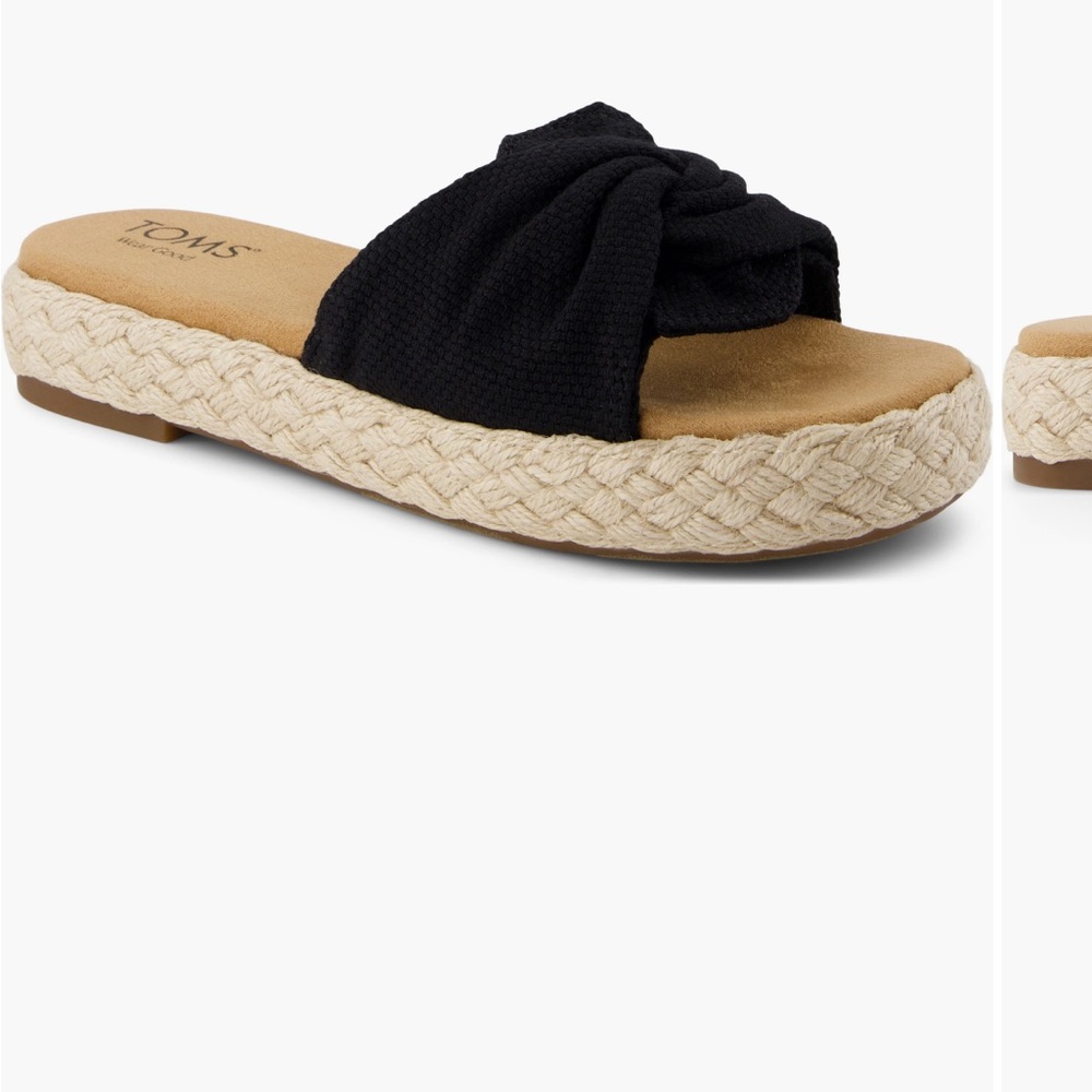 TOMS Black Espadrille Slide Sandals